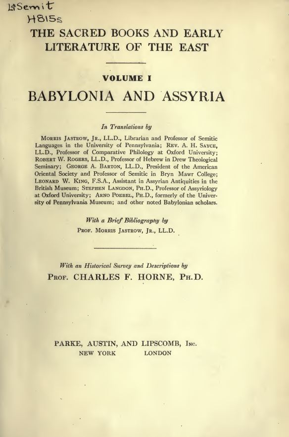 The Sacred Books and Early Literature of the East