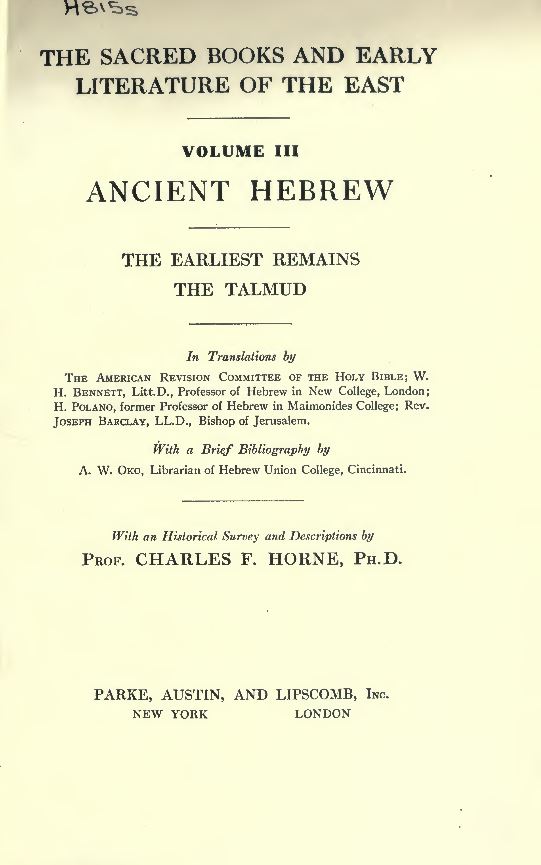 The Sacred Books and Early Literature of the East