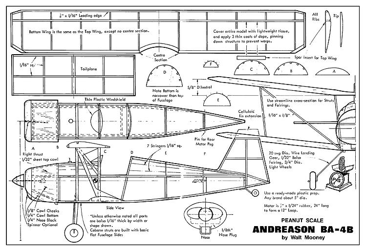 600 Peanut Scale, Small, Indoor, RC Radio Control Model Aircraft Plans