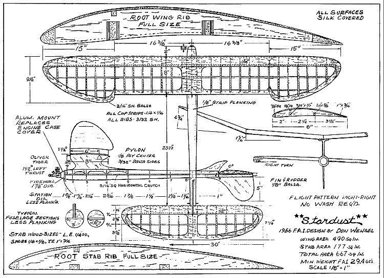 600 Peanut Scale, Small, Indoor, RC Radio Control Model Aircraft Plans