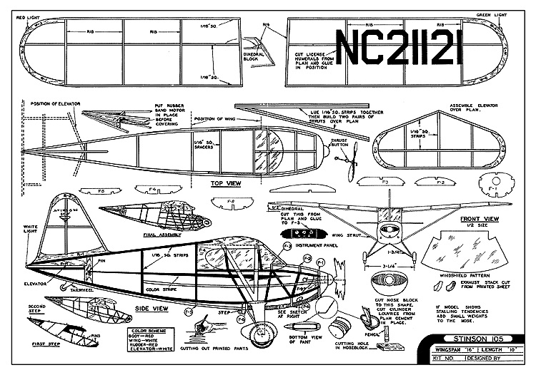600 Peanut Scale, Small, Indoor, RC Radio Control Model Aircraft Plans