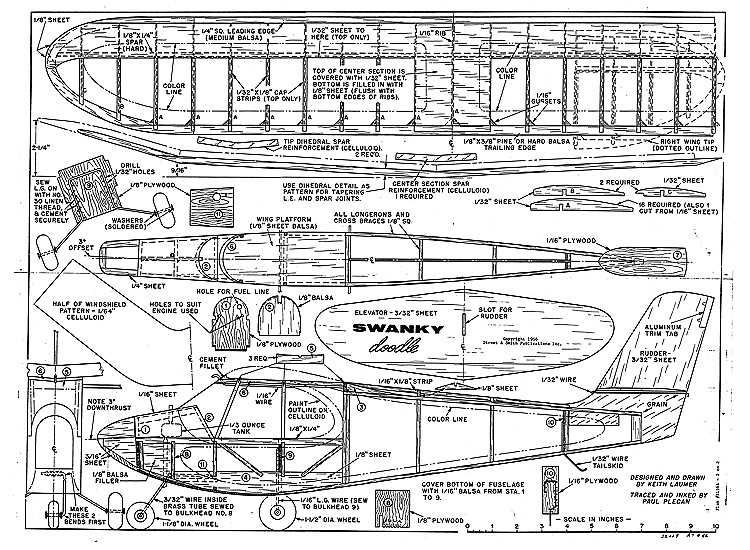600 Peanut Scale, Small, Indoor, RC Radio Control Model Aircraft Plans