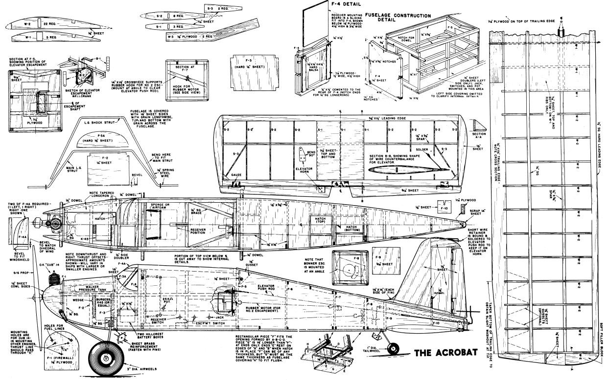 800 Trainer RC Radio Control Model Aircraft Plans, Instructor Planes