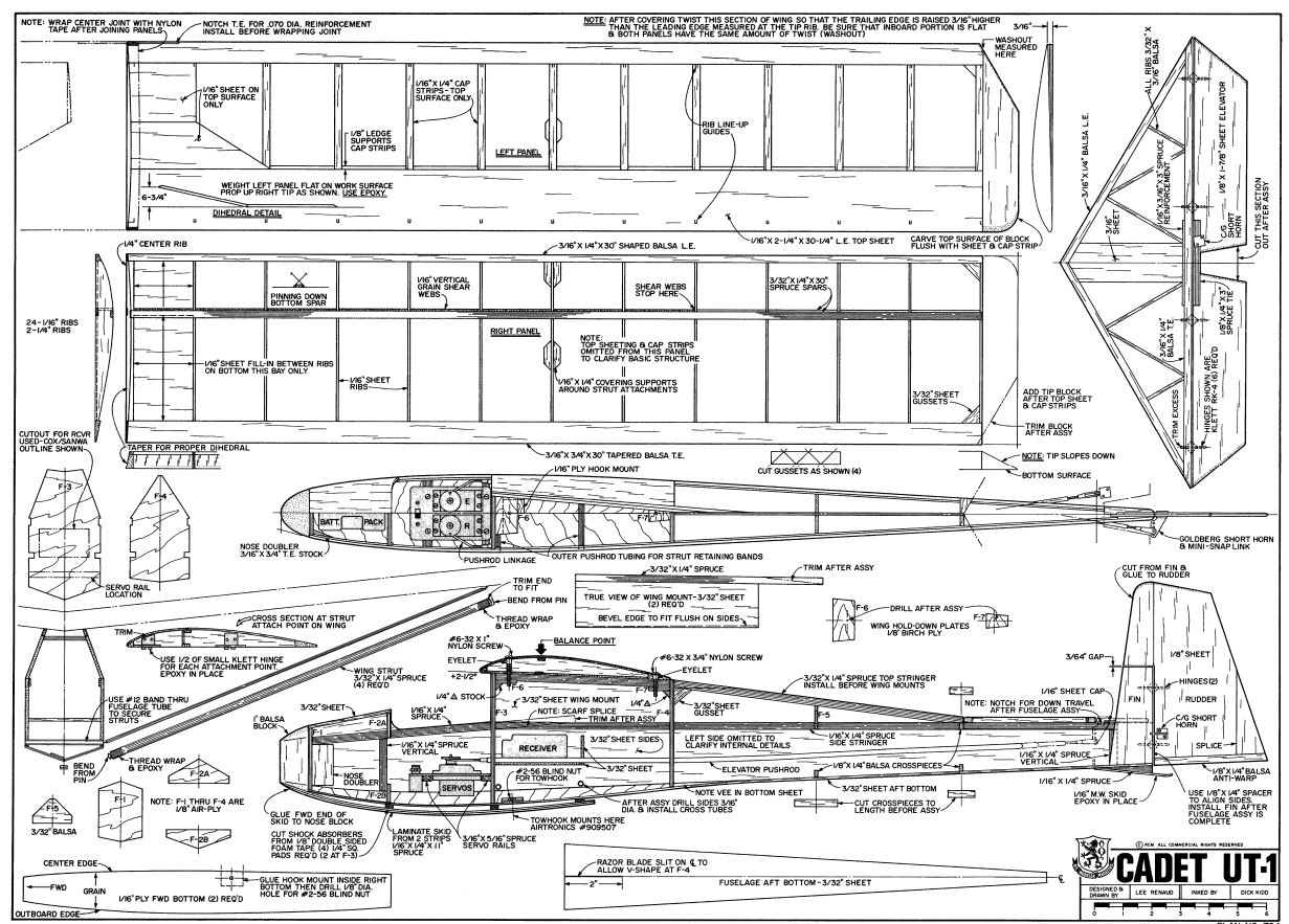 750 Sailplanes Gliders, Remote Control RC Radio Model Aircraft Plans