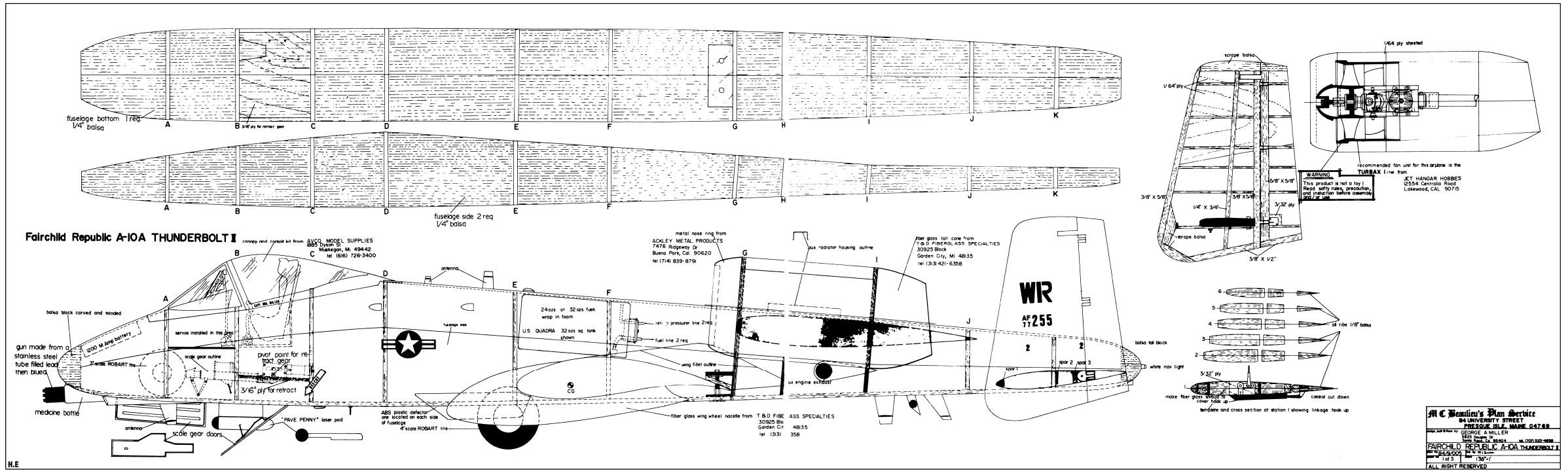 1300 Fighters and Aerobatics, Remote Control RC Model Aircraft Plans